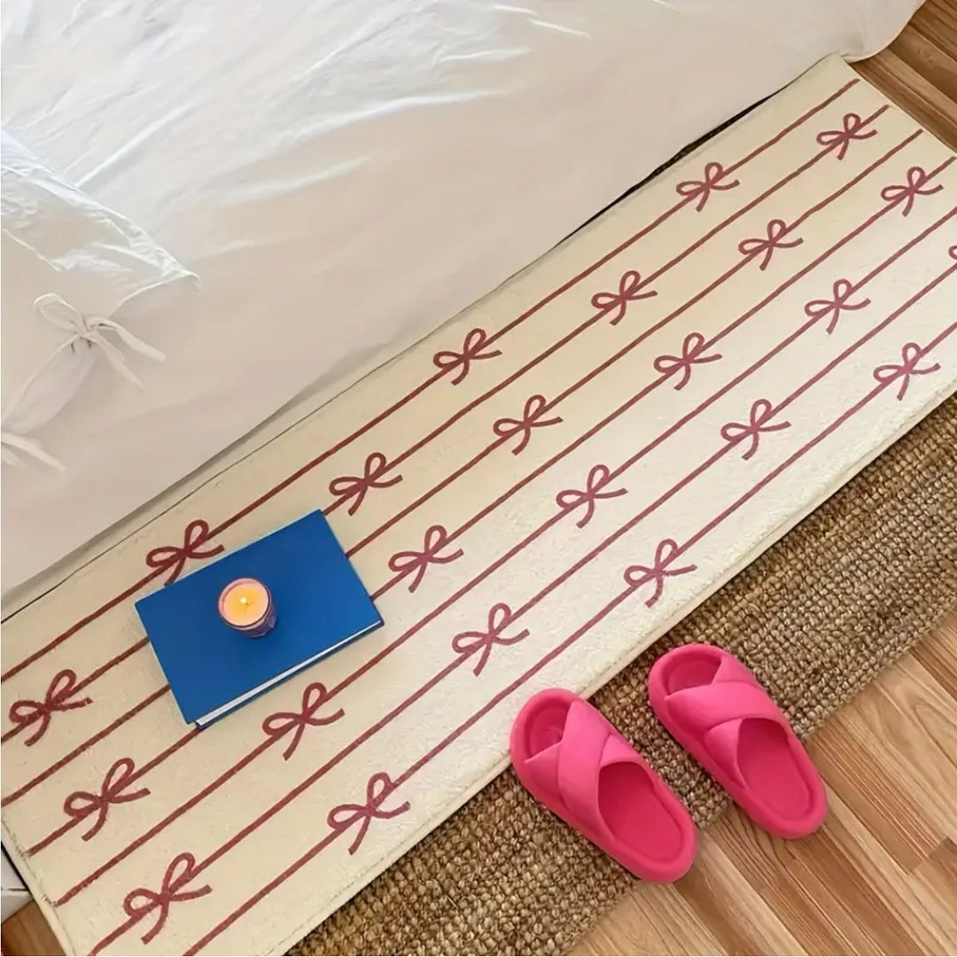 Embroidered Striped Bath Mat