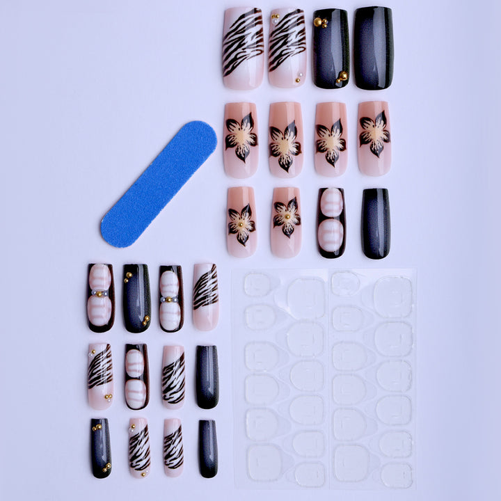 Artificial nails with exquisite floral and geometric designs Stornfield