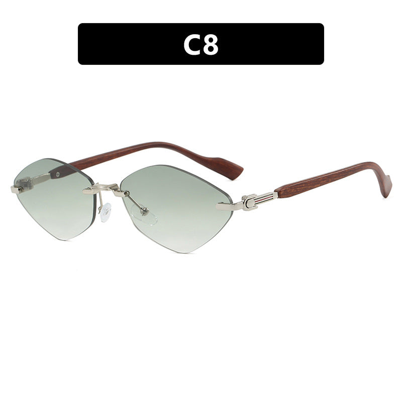 Women's geometric sunglasses with luxurious wooden arms and polarized lenses Stornfield