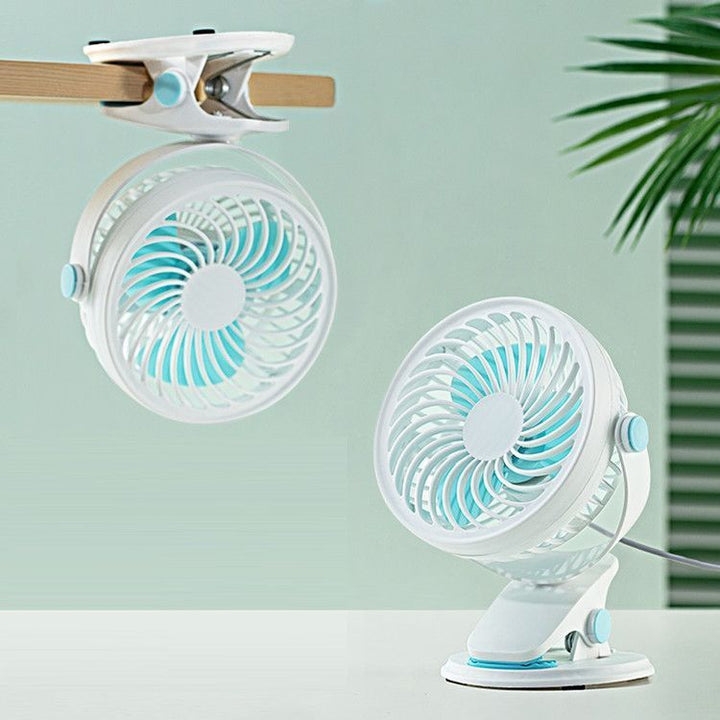 Unisex portable table fan with rechargeable battery and clip mount tiltable fan head Stornfield