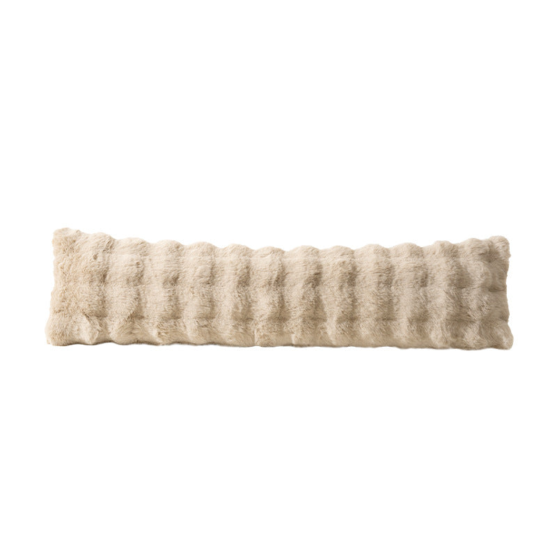 long decorative lumbar support with faux fur cover
