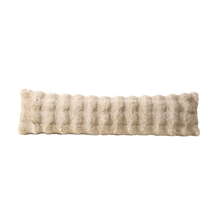 long decorative lumbar support with faux fur cover
