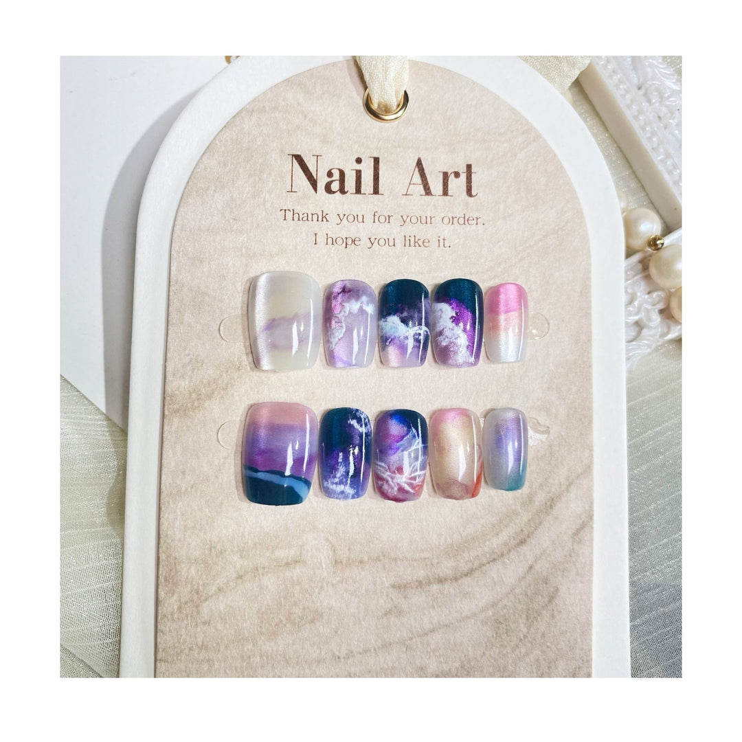 Artistic Marble-Design Press-On Nail Set