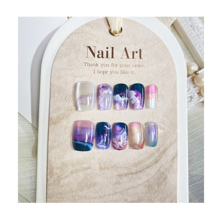 Artistic Marble-Design Press-On Nail Set