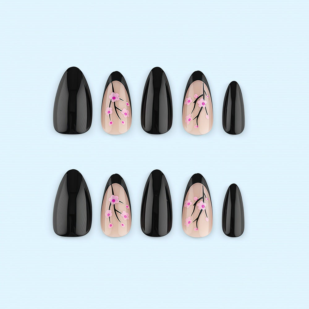 Trendy Artificial Nails with Floral Accents Stornfield