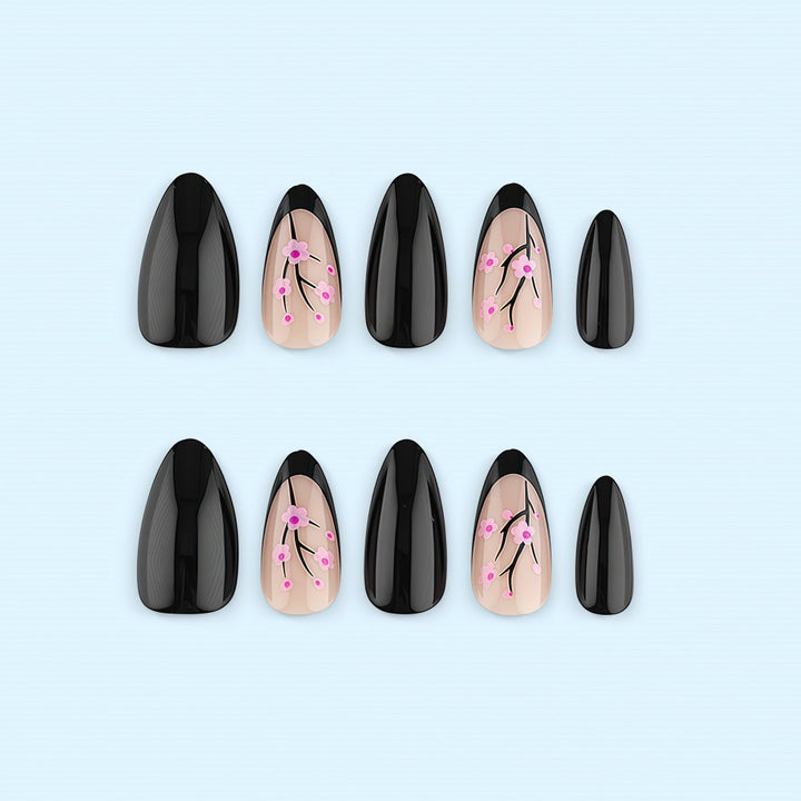 Trendy Artificial Nails with Floral Accents Stornfield