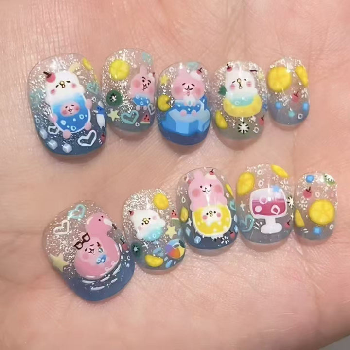 Playful Character-Themed Nail Art Set Stornfield