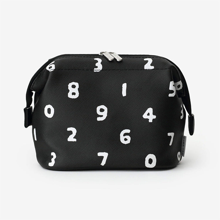 Decorative Number Print Cosmetic Bag