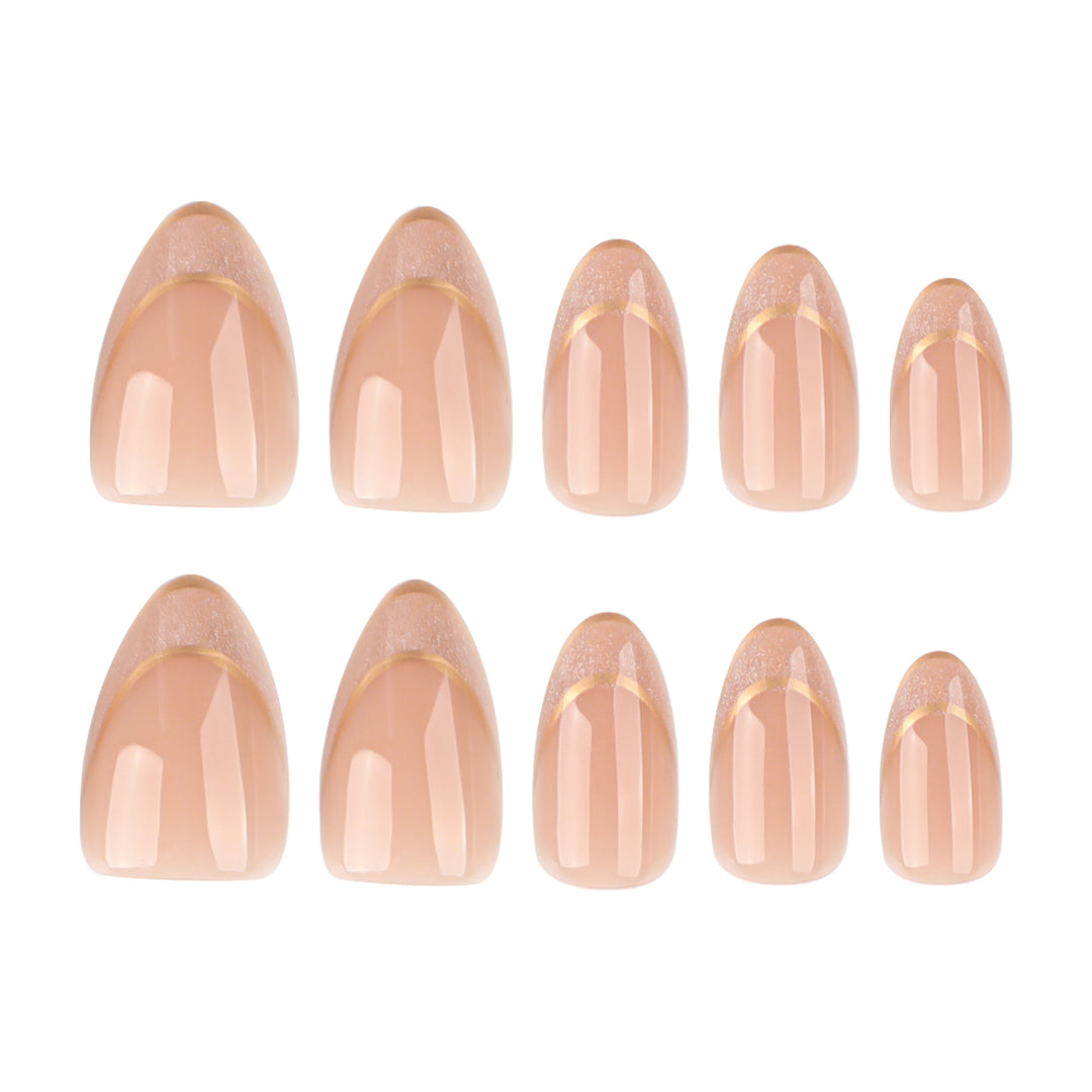 Elegant Gel Nails with Glitter and French Tip Decoration Stornfield