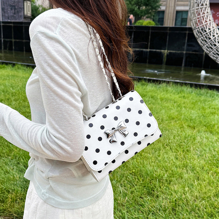 Elegant Polka Dot Crossbody Handbag