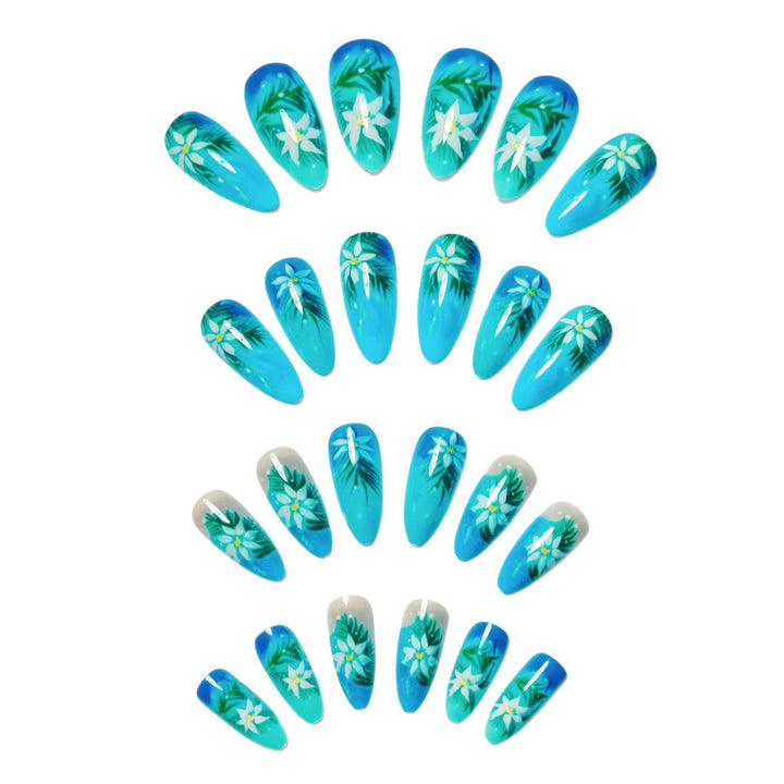 Creative Art Nails with Blooming Flower and Leaf Design Stornfield