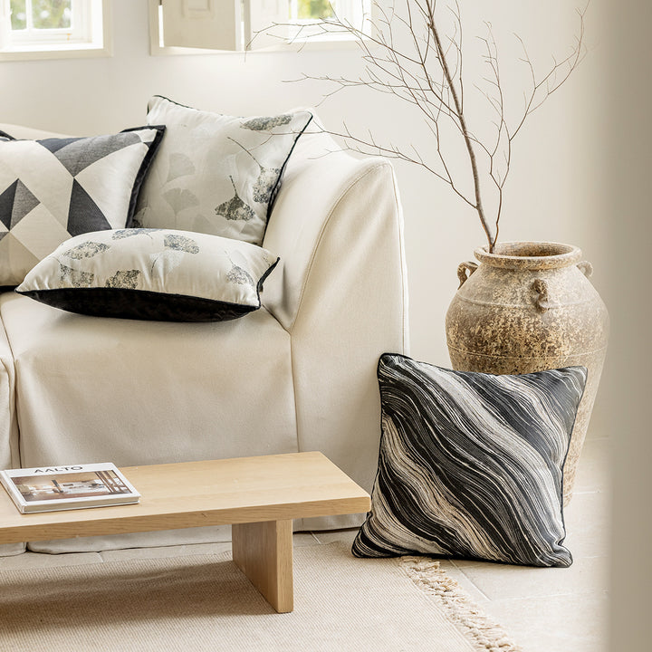 Elegant decorative cushion with silver stamping