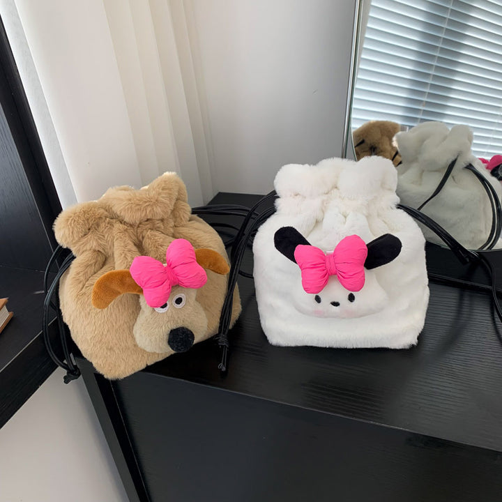 Cute Plush Animal-Themed Crossbody Bag