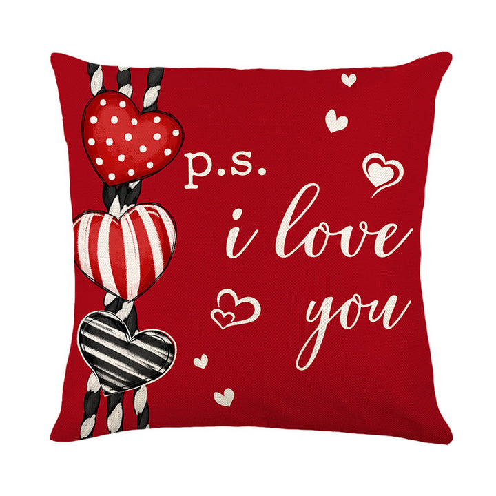 Decorative Cotton-Linen Blend Valentine's Day Polka Dot & Gingham Bow Throw Pillow Cover