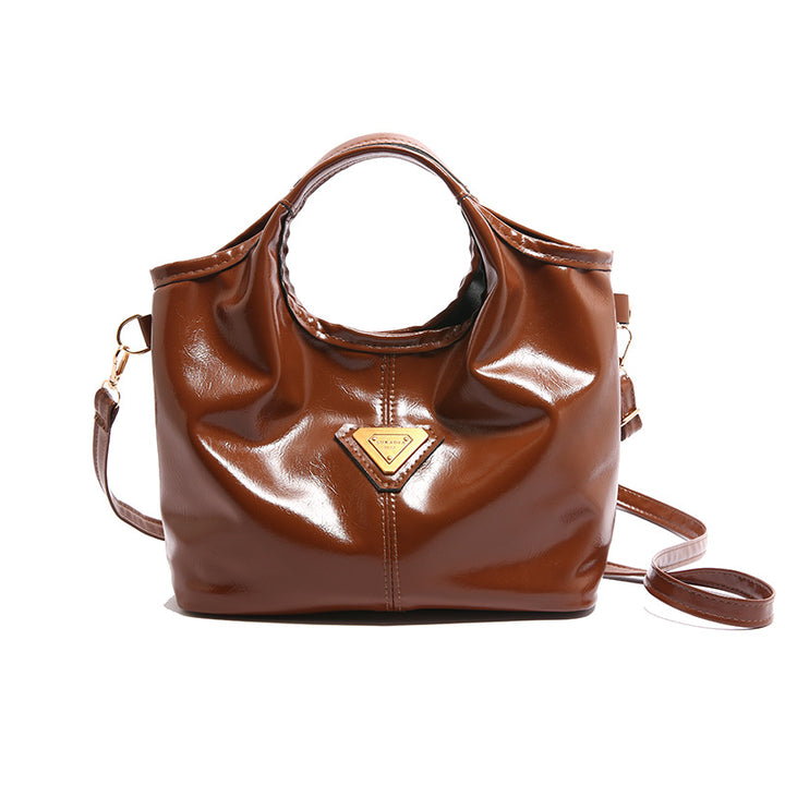 Glossy Faux Leather Handbag