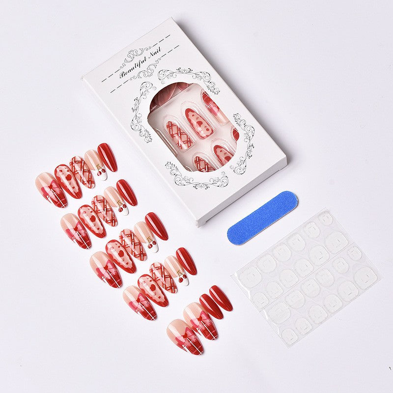 Artificial nail set with playful heart and cherry motifs Stornfield