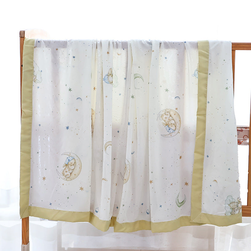 Unisex Nan cozy baby blanket made of cotton muslin with breathable filling and satin edge Stornfield