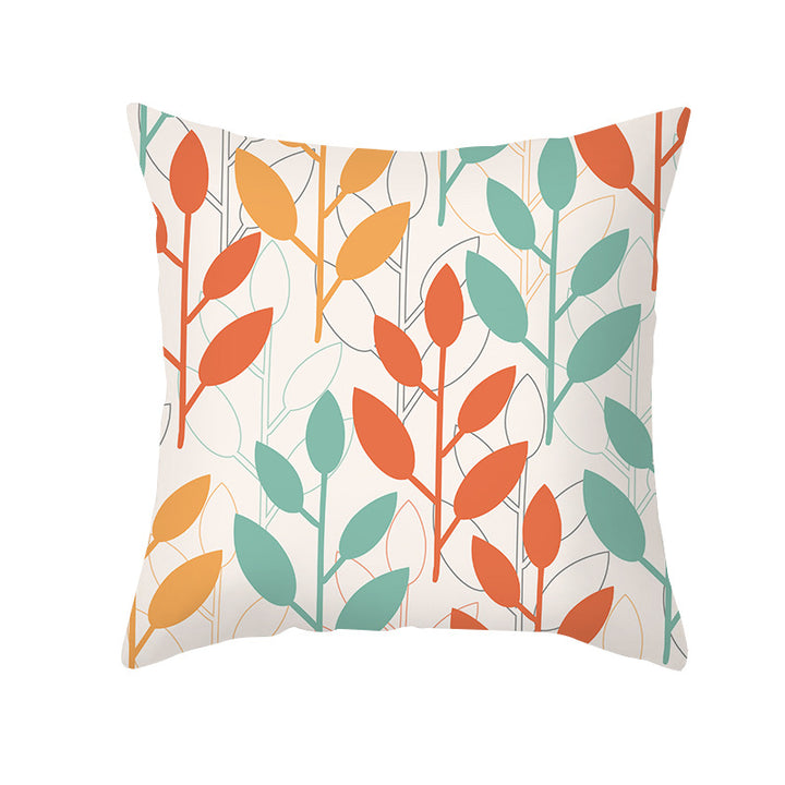 Floral Printed Cotton-Linen Throw Pillow with Removable Cover