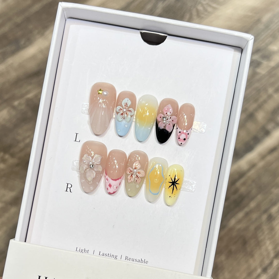Decorative Floral Stiletto Press-On Nail Set Stornfield