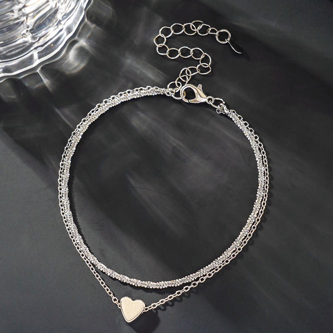 Two-Tone Heart Charm Anklet Stornfield