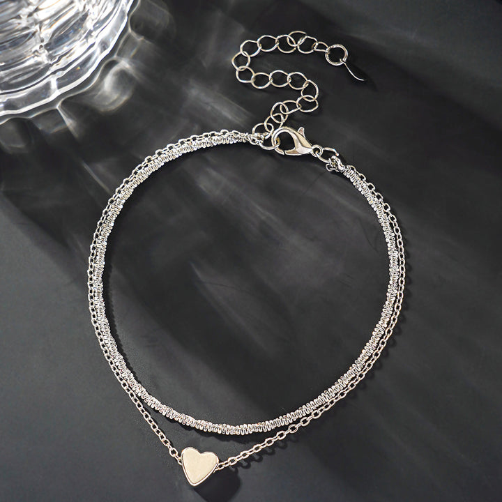 Two-Tone Heart Charm Anklet Stornfield