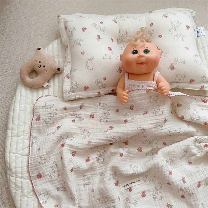 Unisex Cozy Muslin Blanket with Cute Rabbit Design Stornfield