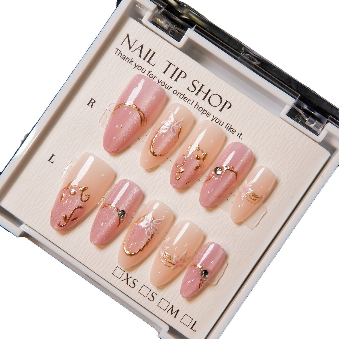 Decorative Press-On Nail Tips with Floral Designs