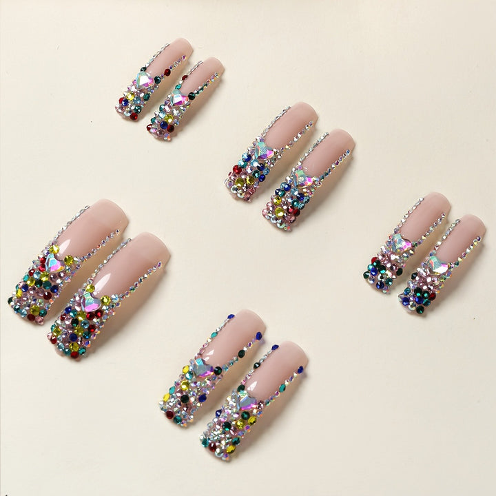 3D Decorative Press-On Nail Extensions with Sparkling Gem Accents Stornfield