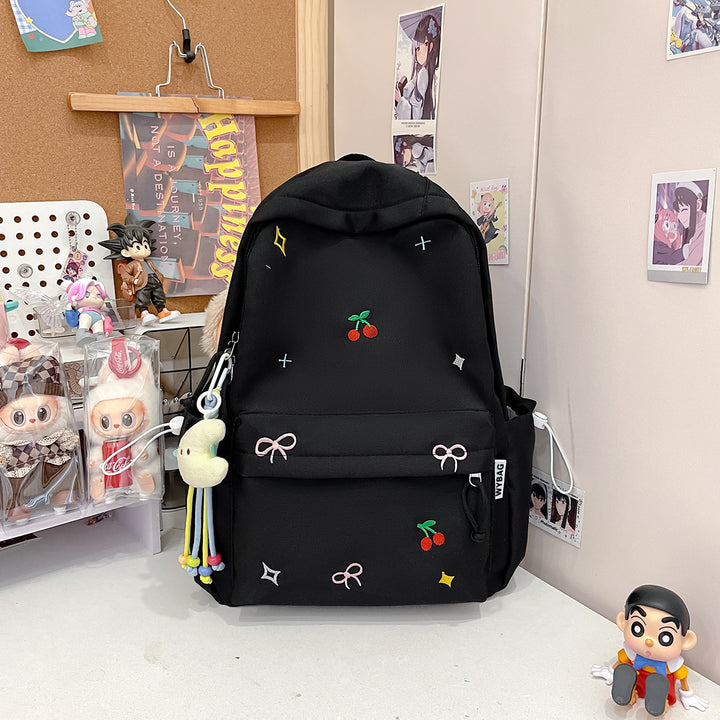 Cute Illustrated Cherry-Embellished Backpack Stornfield