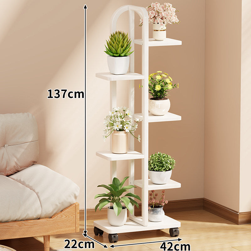 Rolling Vertical Plant Display Shelf with Arch Handle