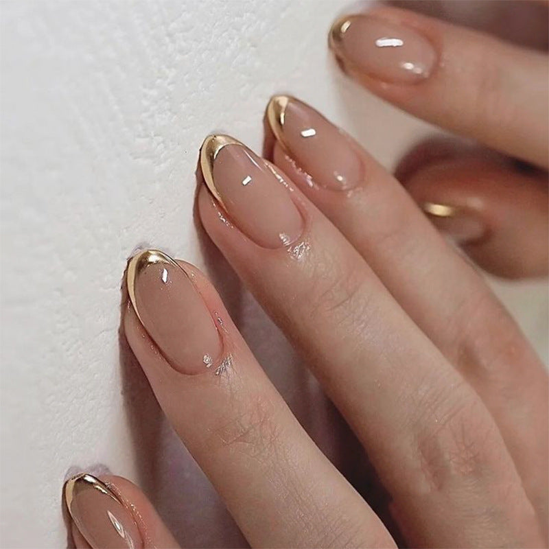 Elegant artificial nails with gold trim Stornfield