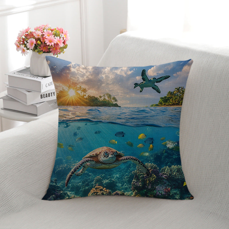 Artistic Dolphin-Themed Decorative Pillow