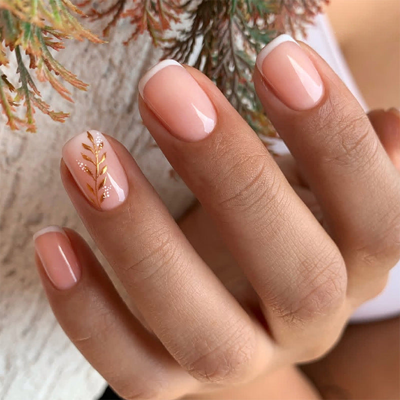 Elegant Press-On Nail Set with Floral Accent Design Stornfield