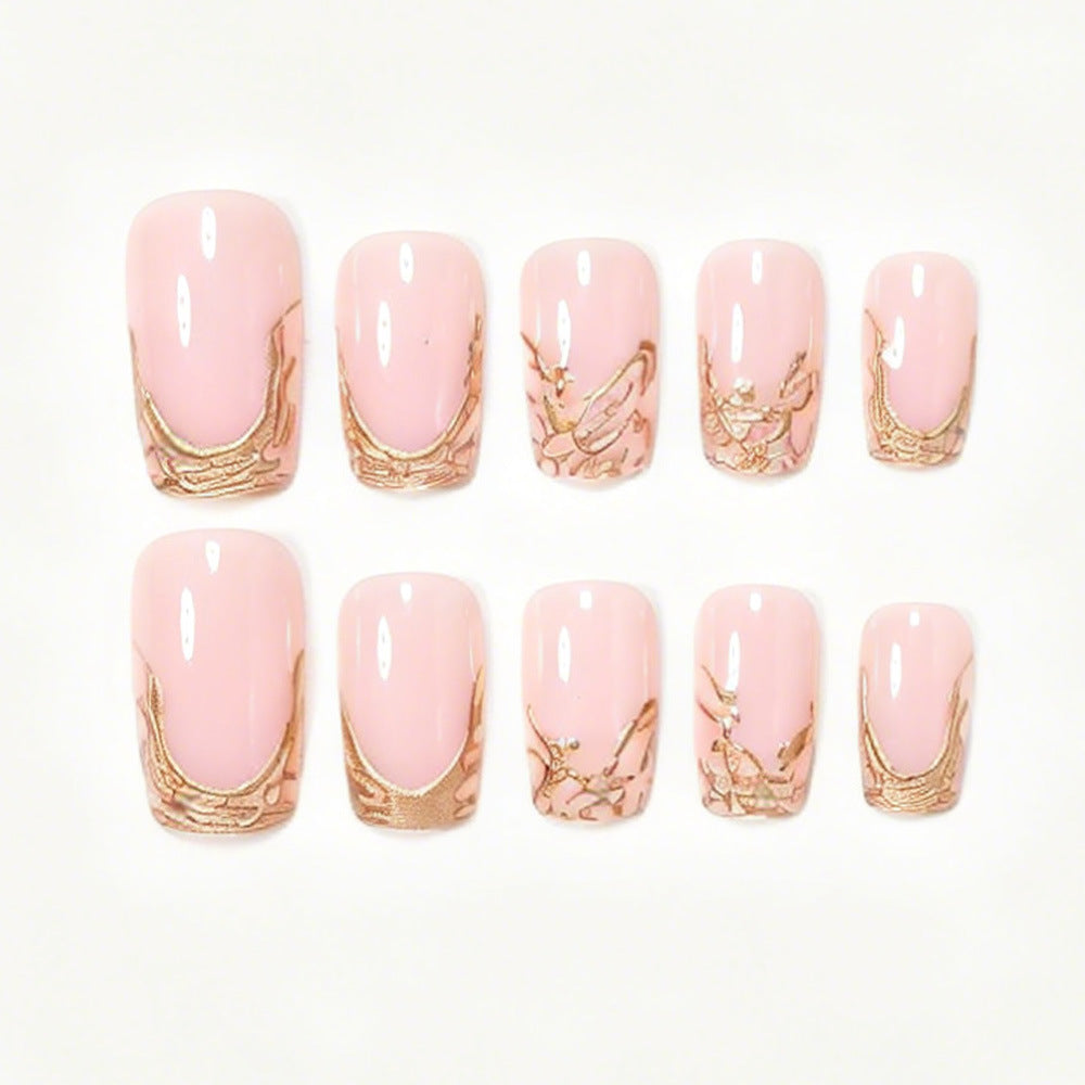 Elegant Marble Tip Acrylic Nail Set Stornfield