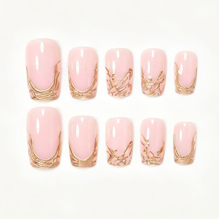 Elegant Marble Tip Acrylic Nail Set Stornfield