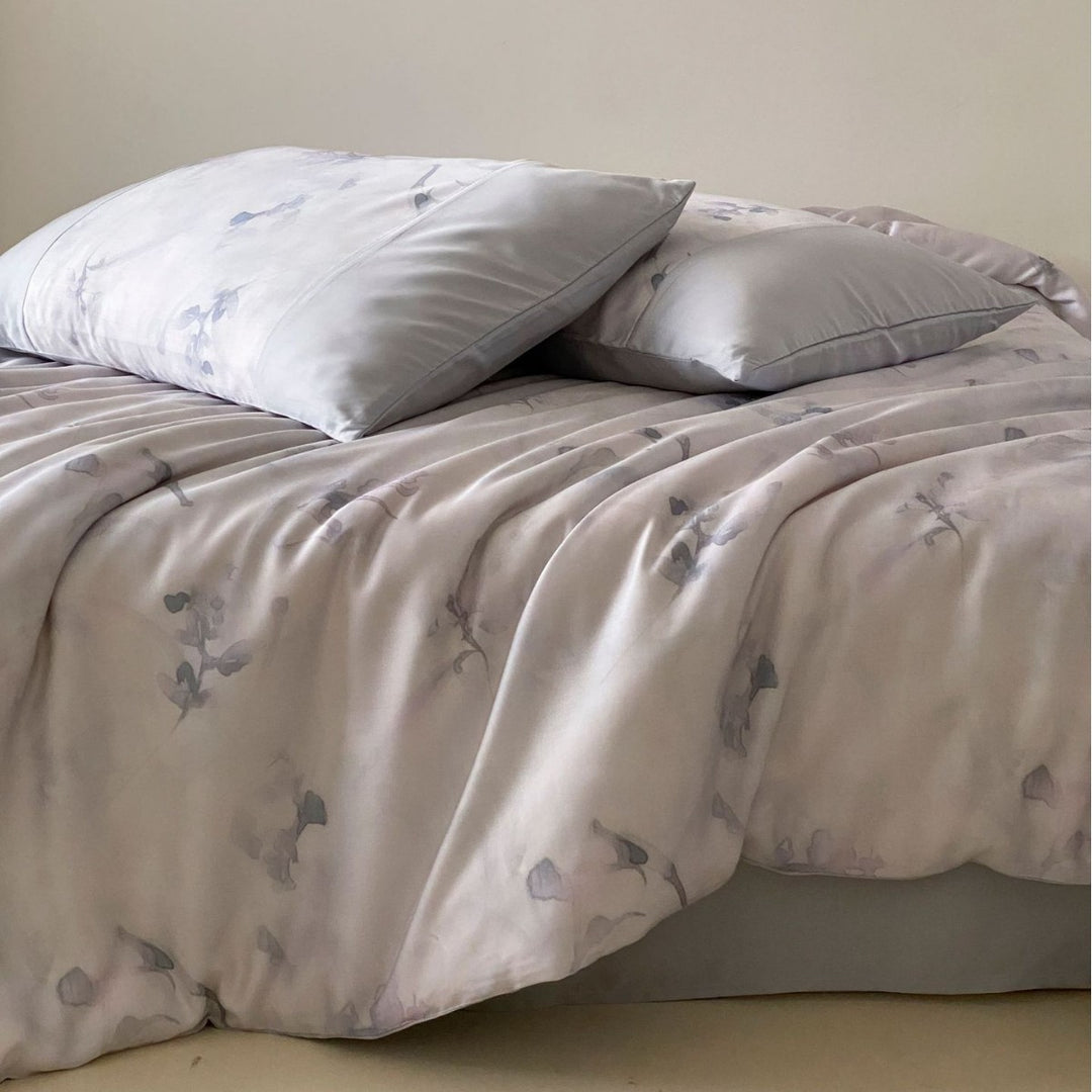 Luxury Lace-Trim Satin Duvet Cover Set
