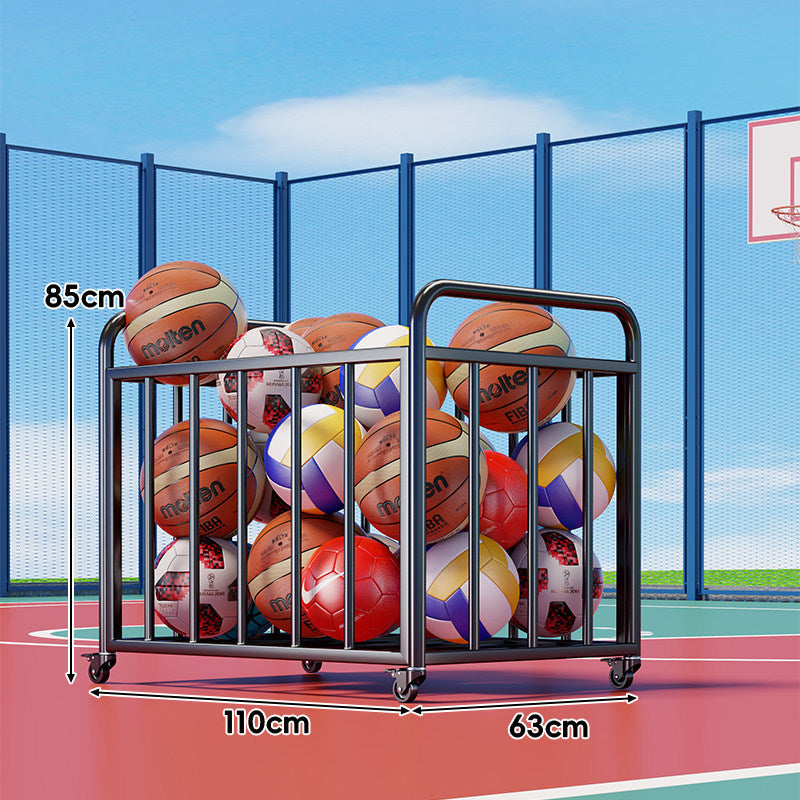 Heavy-Duty Wheeled Sports Ball Storage Cart with Tilted Return Rack