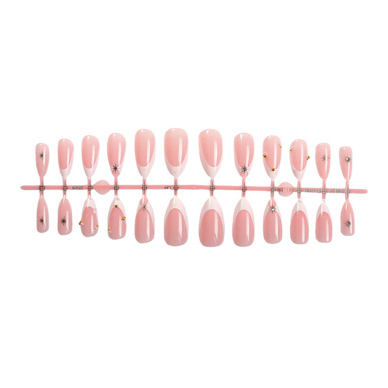 Decorative Press-On Nail Set with Elegant Star and Gem Accents Stornfield