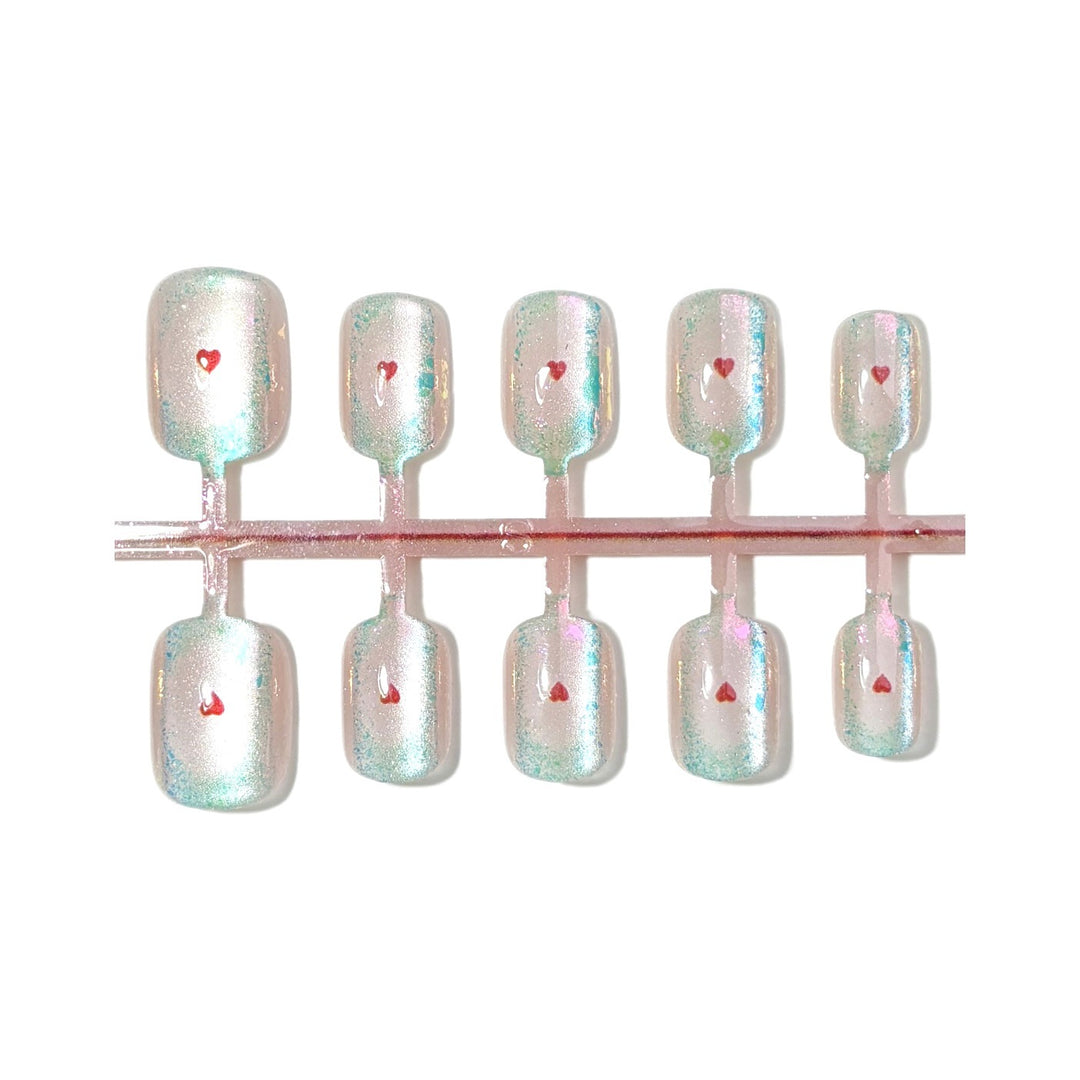 Decorative Press-On Nail Art Set with Heart Accents