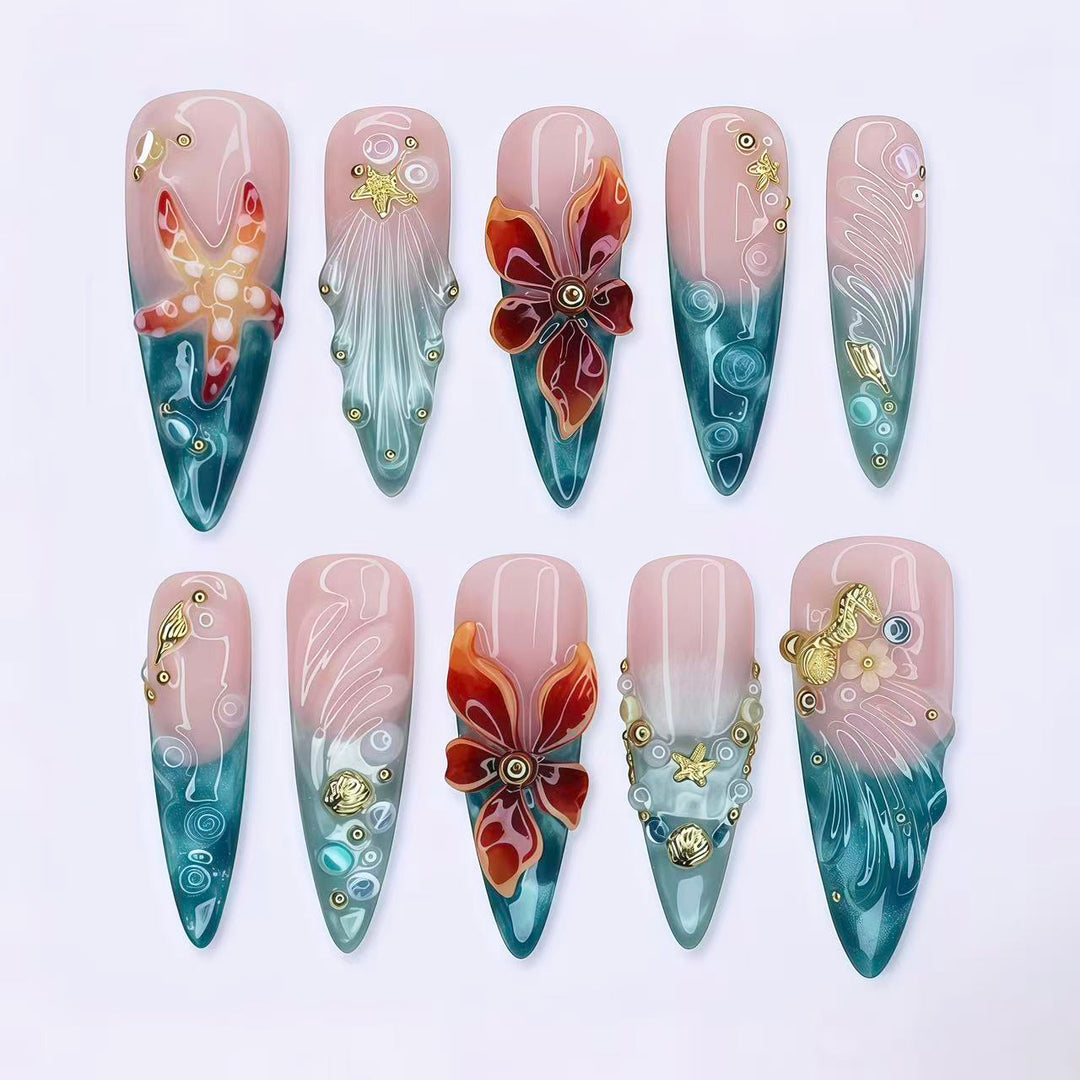 Floral-Embellished Luxury Press-On Nail Set