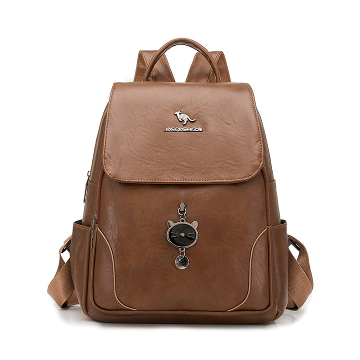 Cute Cat-Themed Leather Backpack Stornfield