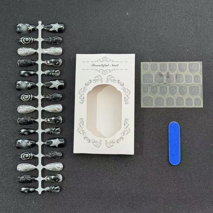 Artistic Black Nail Tips Set Stornfield