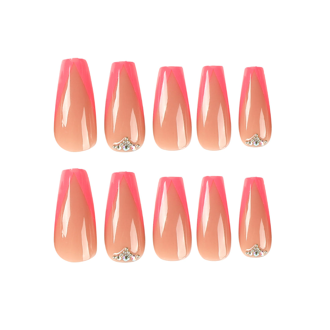 Artful Nail Extensions with Neon Tips and Rhinestone Decoration Stornfield