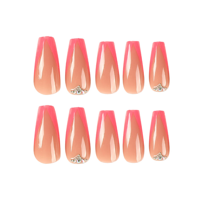 Artful Nail Extensions with Neon Tips and Rhinestone Decoration Stornfield