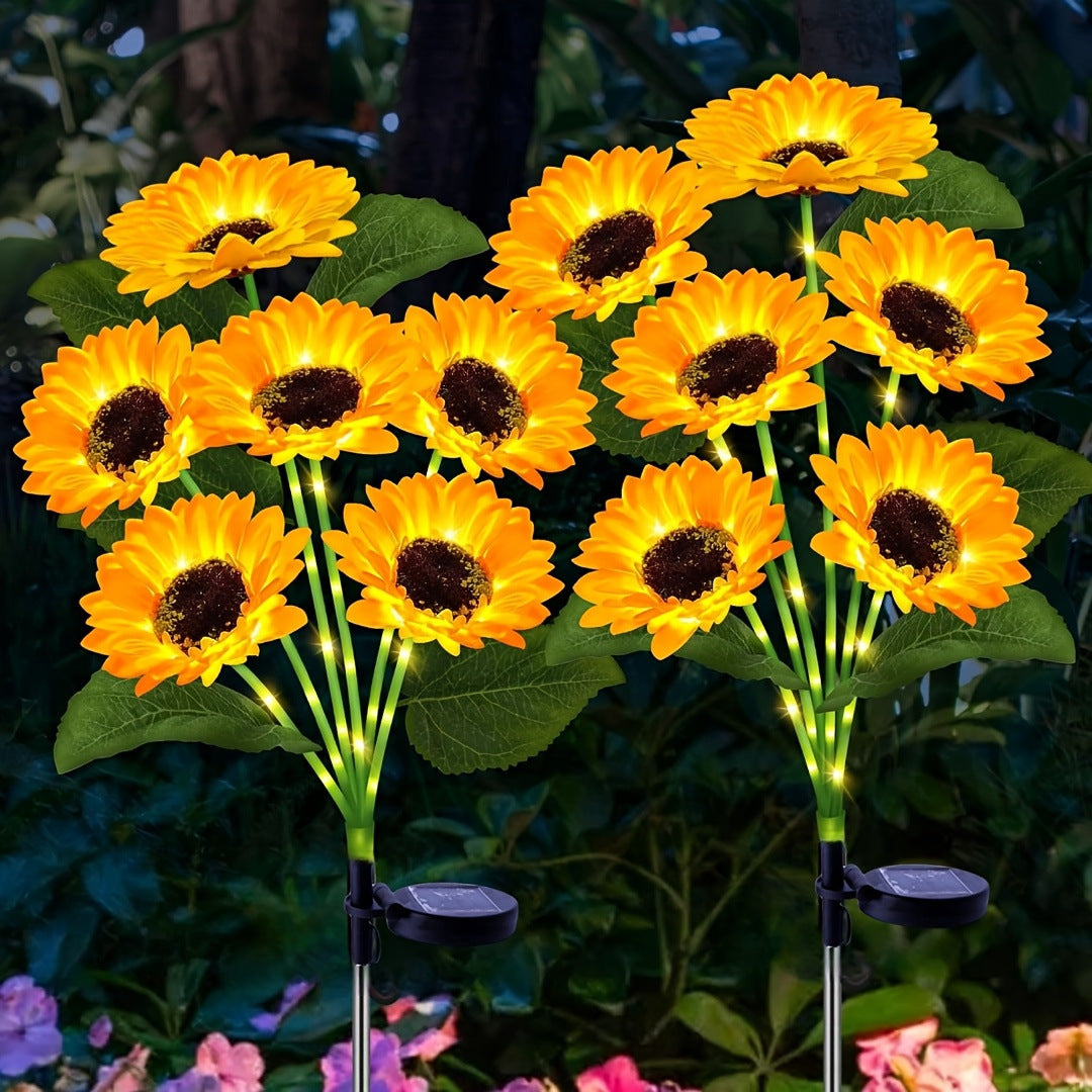Solar-Powered Decorative Sunflower Garden Stake With Multi-Bloom LED Waterproof Panel Stornfield
