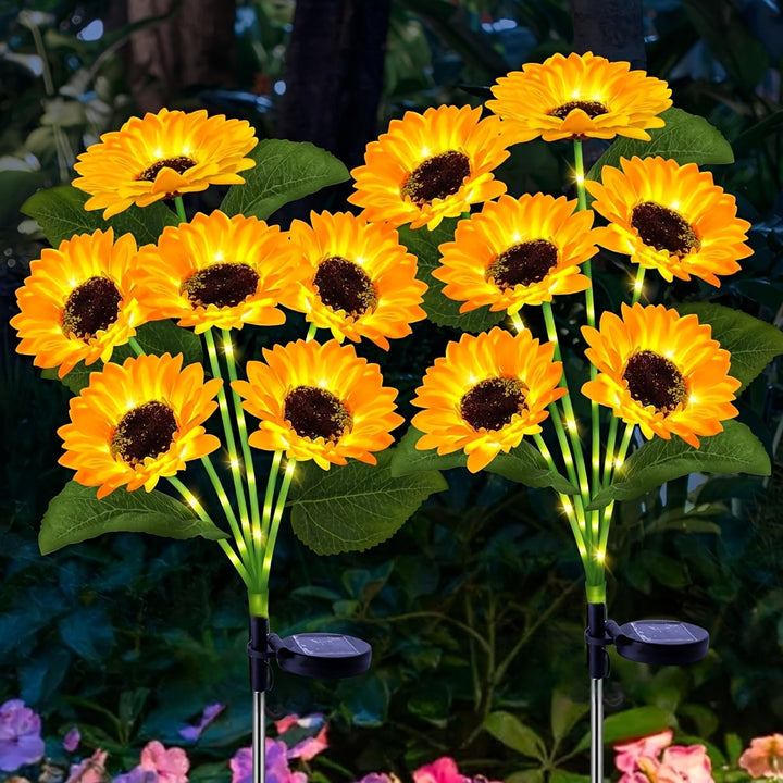 Solar-Powered Decorative Sunflower Garden Stake With Multi-Bloom LED Waterproof Panel Stornfield