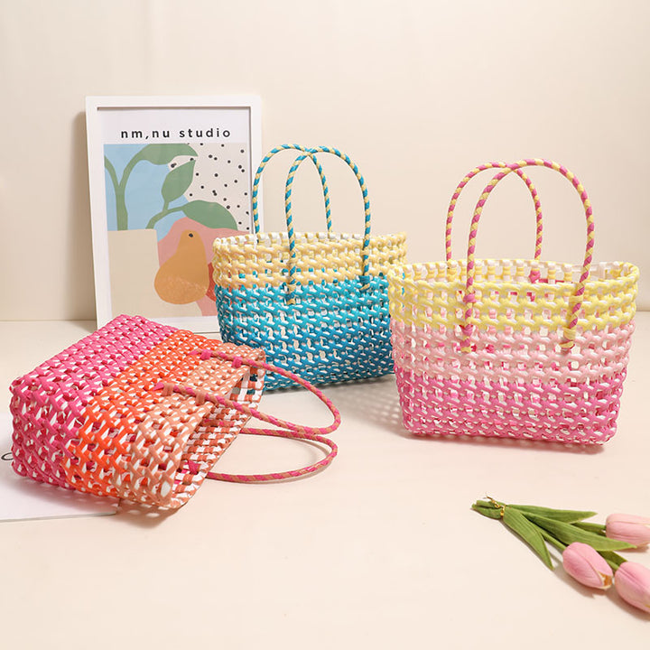 Handcrafted straw bag with colorful gradient Stornfield