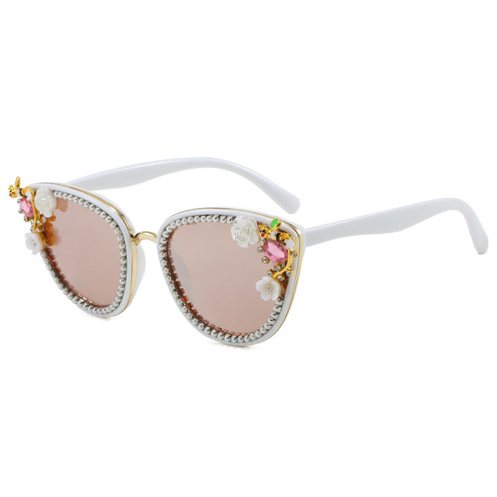 Ladies Glamorous Cat-Eye Sunglasses with Floral Decorations Stornfield