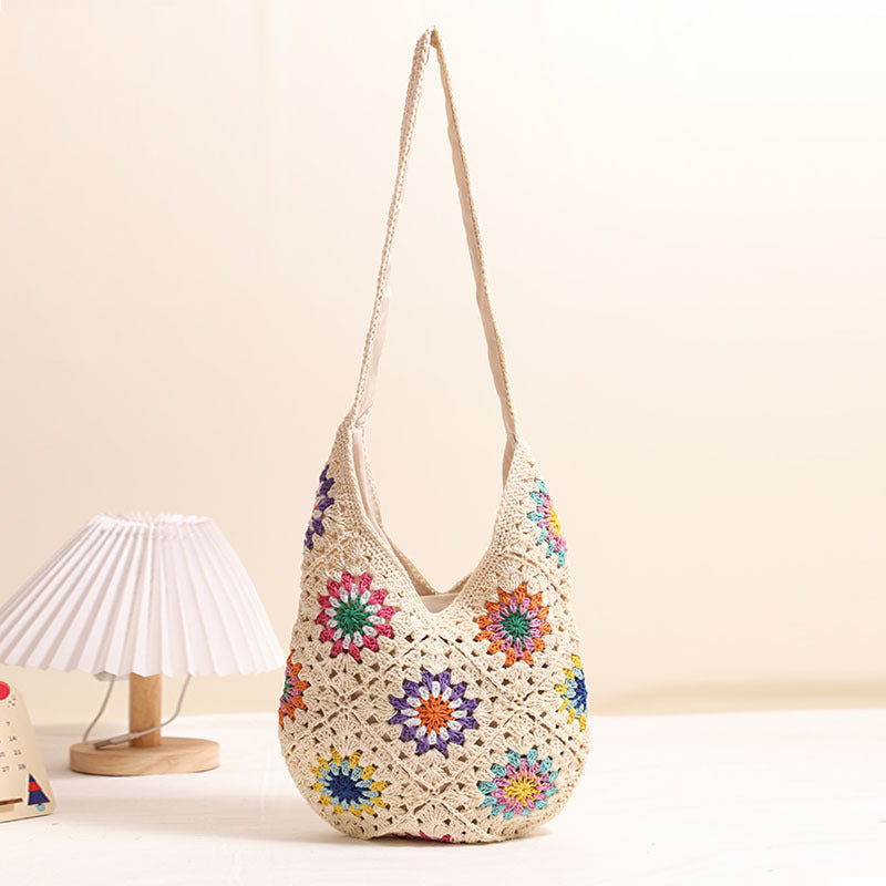 Handmade Crocheted Bag with Colorful Flower Design Stornfield
