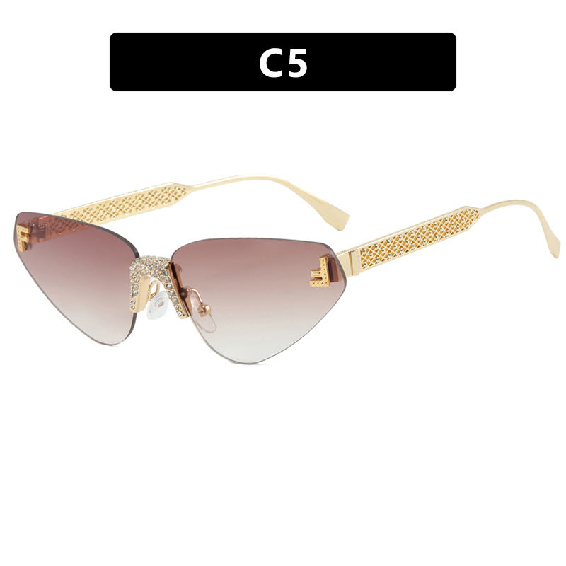 Women Designer Cat Eye Sunglasses with Sparkling Rhinestone Embellishment Stornfield